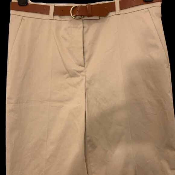 Hugo Boss Pants - Hugo Boss Beige Tan Cotton Shorts with Brown Leather Belt Size 4